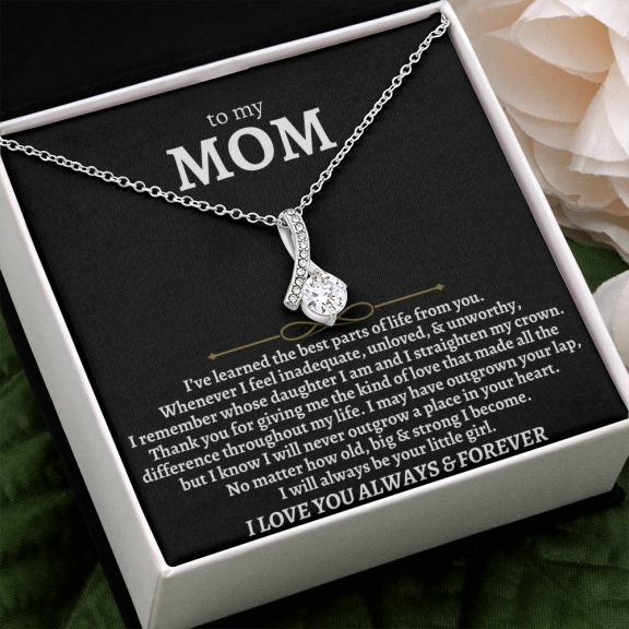 To My Mom, From Daughter, Beautiful Gift Set, Alluring Beauty Necklace, White Alluring Necklace