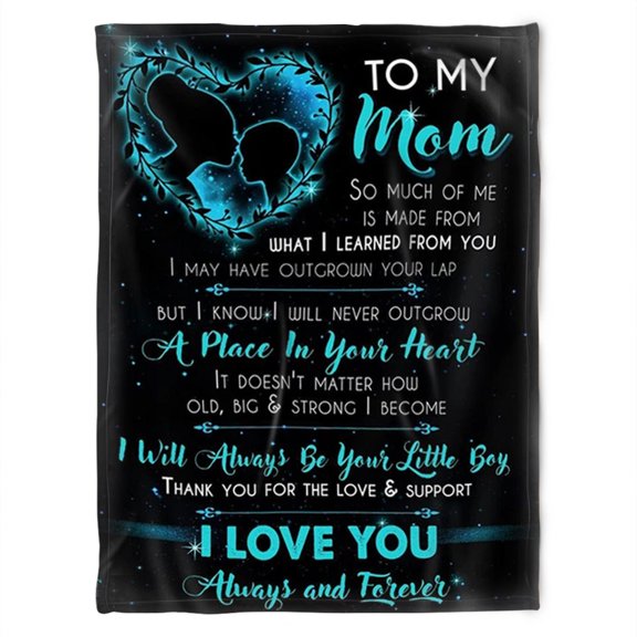 To My Mom I Love You Always And Forever, Maternal Love Mama Kiss Fleece Blanket Home Decor Bedding Couch Sofa Soft, 30x40in Fleece Blanket