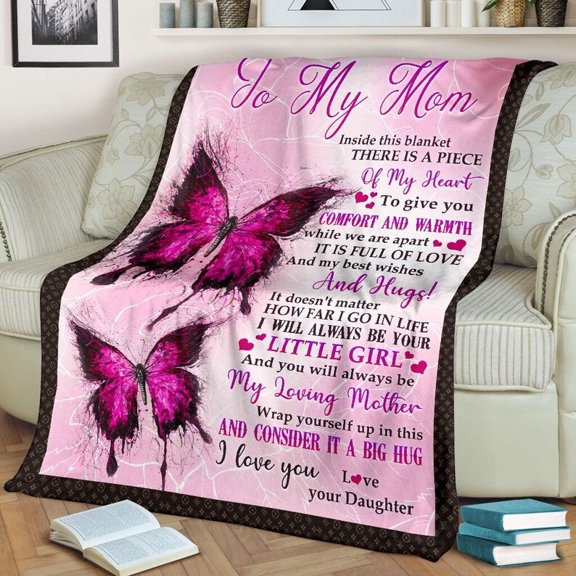 To My Mom Inside This Blanket is A Piece of My Heart Fleece Blanket,Mom Family Home Decor Bedding Couch, 30x40in Fleece Blanket