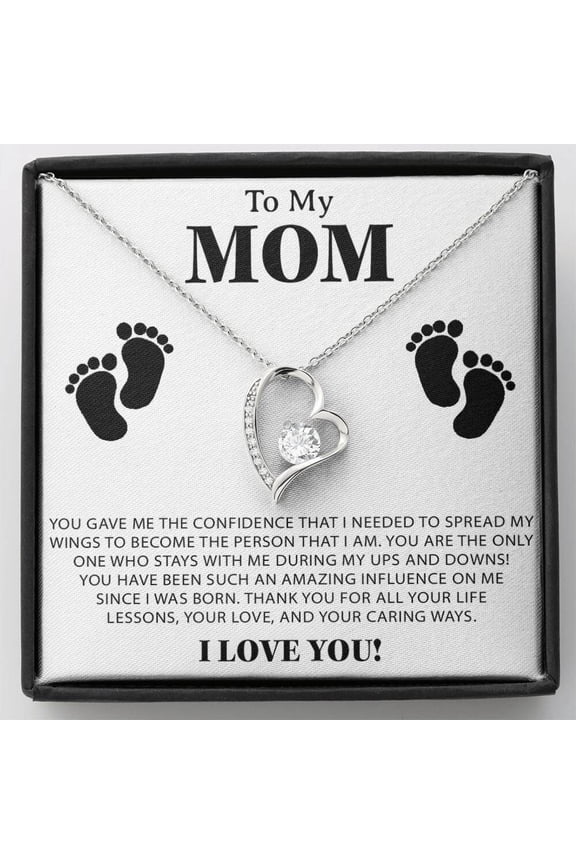 To My Mom Mother Day Birthday Necklace, A Meaningful Necklace Perfect For Anniversaries, Birthdays, Valentine V6908, White Forever Love Necklace