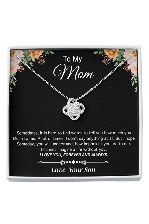 To My Mom Mother'S Day Special Message Necklace, A Meaningful Necklace Perfect For Anniversaries Birthdays Valentine V2318, White Love Knot Necklace