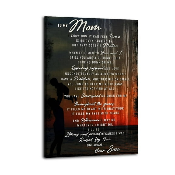 To My Mom Sign Decor Poster Great Wall Art for Home Decor,, Mother's Day Gift, Posters for Bedroom, Office Or Living Room