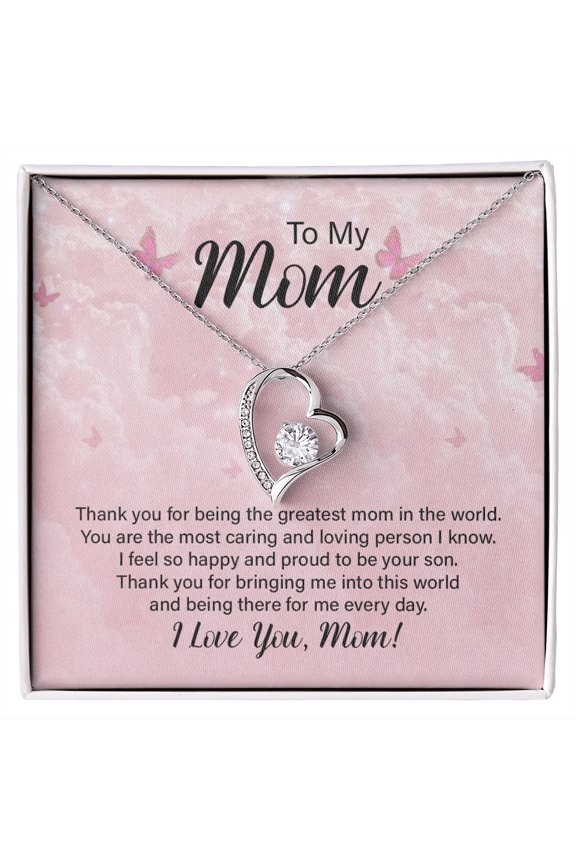 To My Mom Thank You For the Greatest Mom Forever Necklace w Message Card