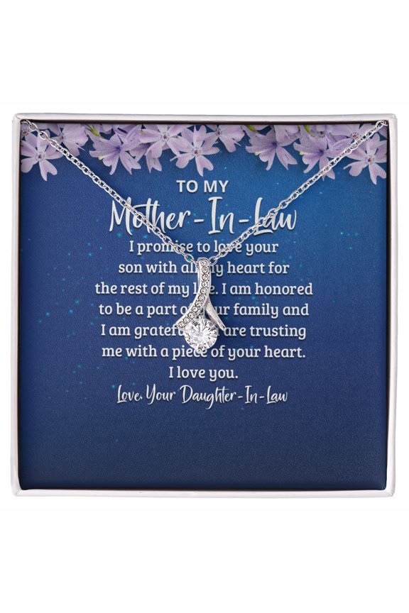 To My Mother-in-Law I Promise to Love Your Son Alluring Ribbon Necklace Message Card