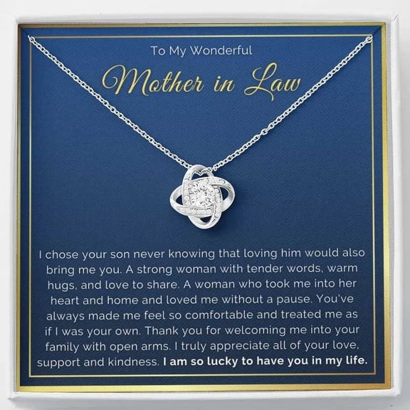 To My Mother in Law Necklace from Daughter, Gift to Mother-in-Law for Christmas Birthday Mother's Day, Message Card to Mom-in-Law