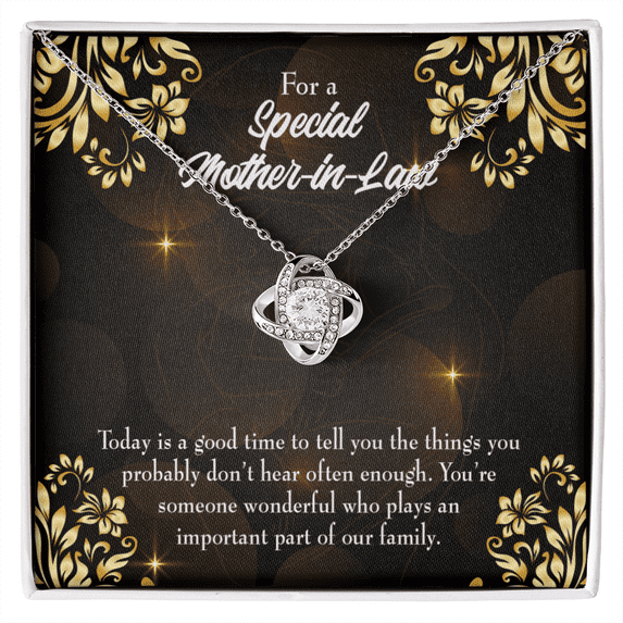 To My Mother-in-Law Someone Wonderful Infinity Knot Necklace Message Card