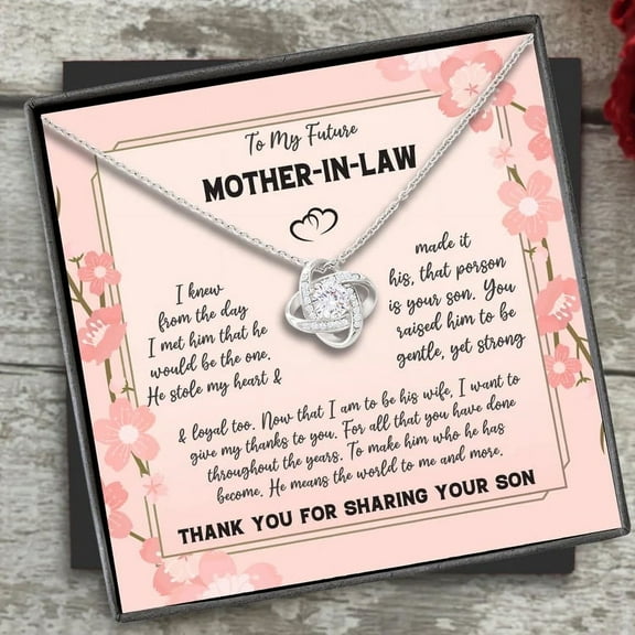 To My Mother-in-law Necklace, Mother's Day Gifts, Unique Message Card To Mom-in-law, Birthday Gifts For Mother In Law, Love Knot Necklace