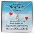 thumbnail image 1 of To My Navy Wife I Know the Distance is Hard Alluring Ribbon Necklace Message Card, 1 of 20