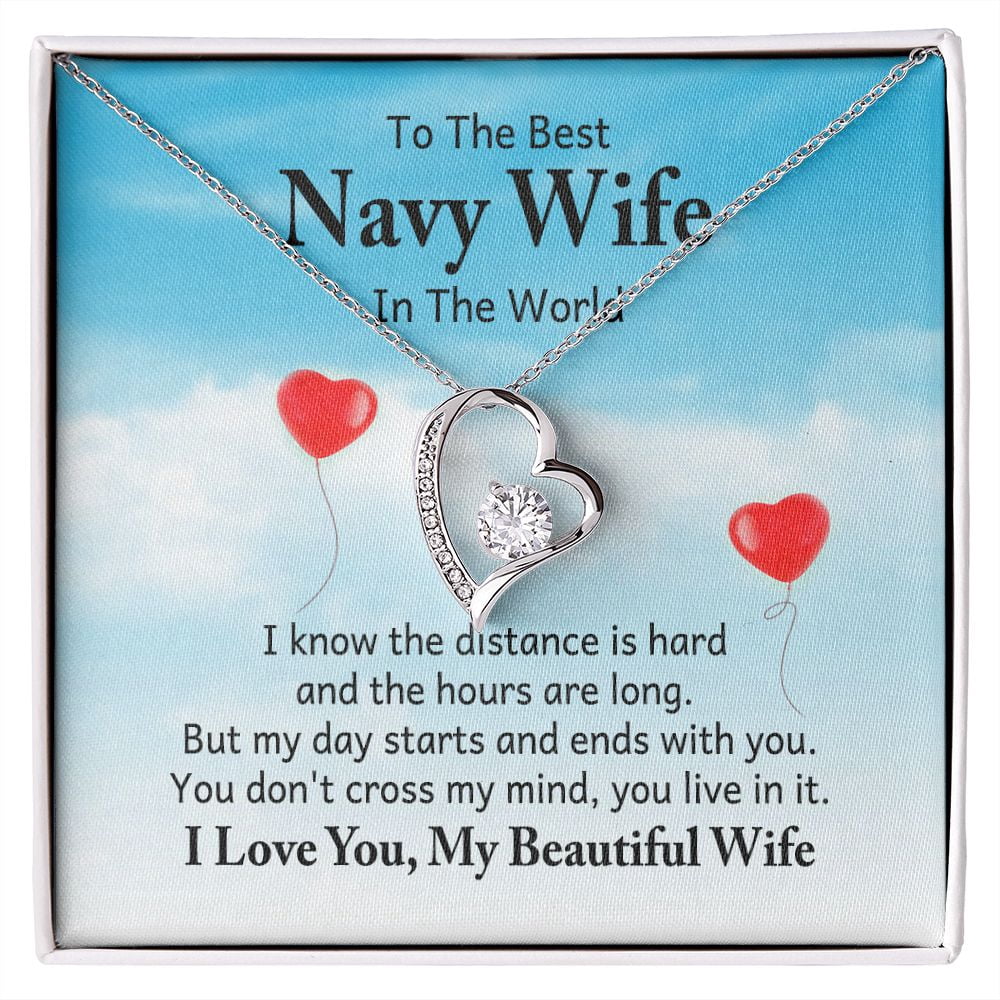 Distance Is Hard To My Navy Wife I Know the Distance is Hard Forever Necklace w Message ...