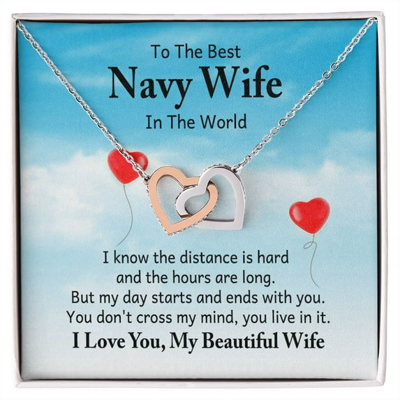 To My Navy Wife I Know the Distance is Hard Inseparable Necklace