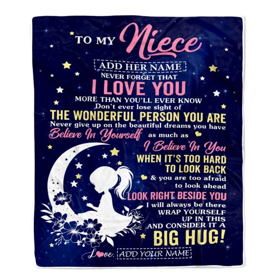 To My Niece From Aunt Uncle Auntie Blanket Floral Moon Birthday Niece Graduation Wedding Fleece Blanket, 30x40in Fleece Blanket