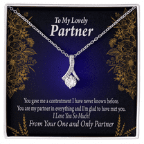 To My Partner In Everything Alluring Ribbon Necklace Message Card