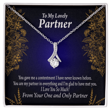 To My Partner In Everything Alluring Ribbon Necklace Message Card