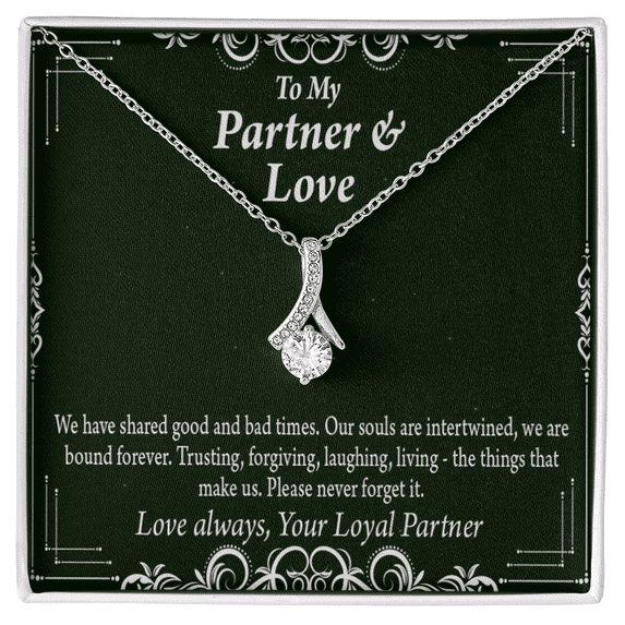 To My Partner Never Forget Our Love Alluring Ribbon Necklace Message Card