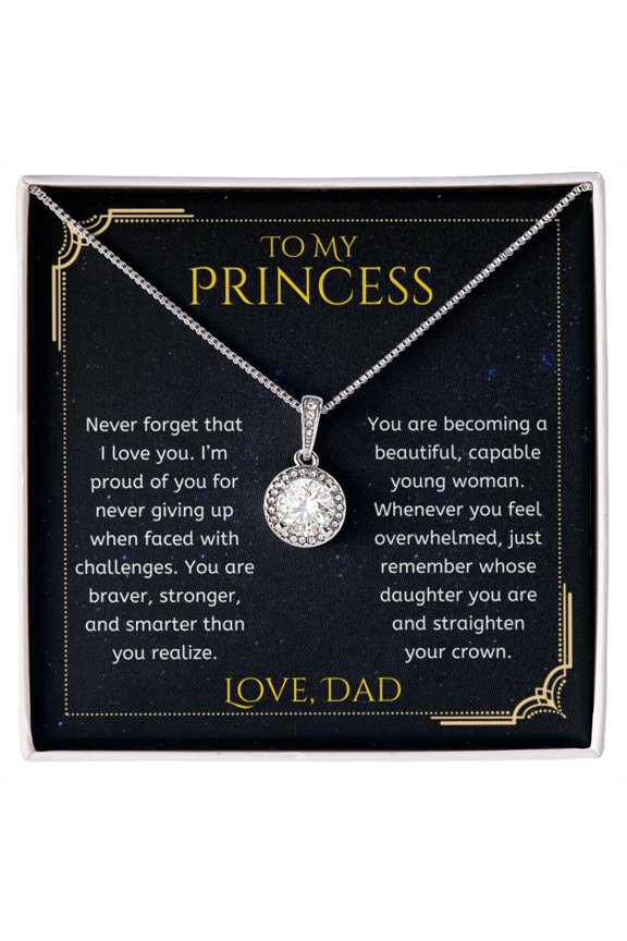 To My Princess Daughter Gift Straighten Your Crown From Dad Eternal Hope Necklace