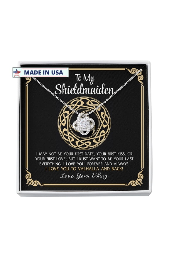 To My Shieldmaiden Love Knot Necklace, Love You to Valhalla And Back Necklace, Wife Gift, Girlfriend Gift, Viking Gifts