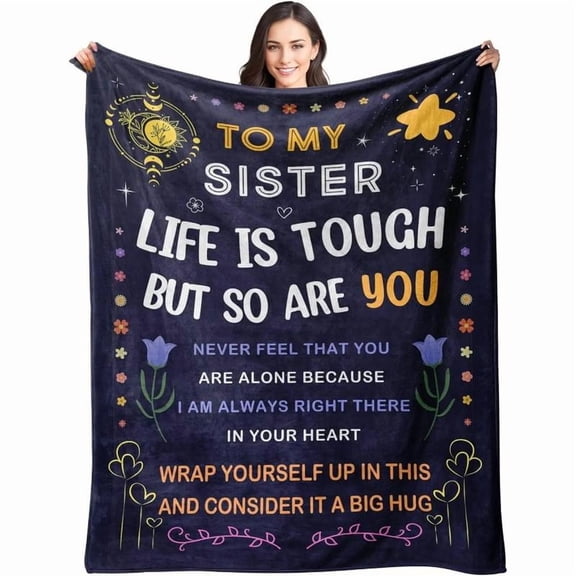 To My Sister Blanket - Soft Flannel Throw for Little Big Sisters Birthday Christmas Gift From Siblings