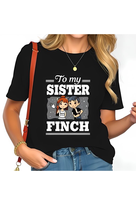 To My Sister Cotton Short Sleeve Shirt Cute Cartoon Sibling Graphic