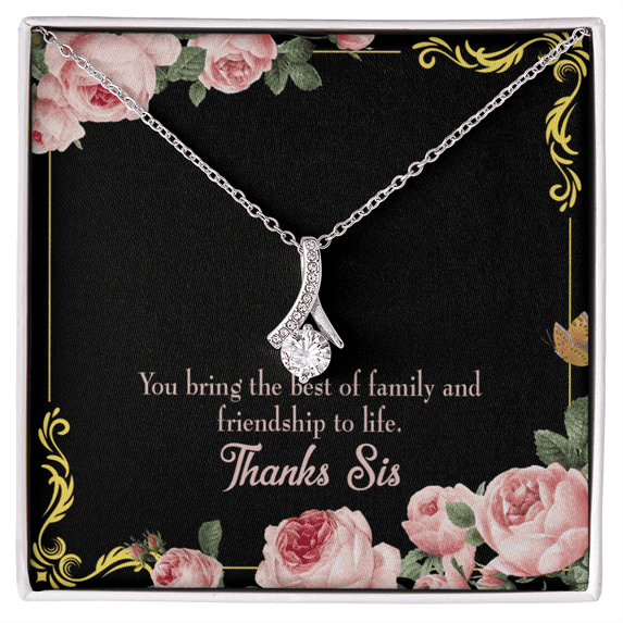 To My Sister Friendship to Life Alluring Ribbon Necklace Message Card