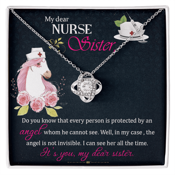 To My Sister My Dear Nurse Sister Infinity Knot Necklace Message Card