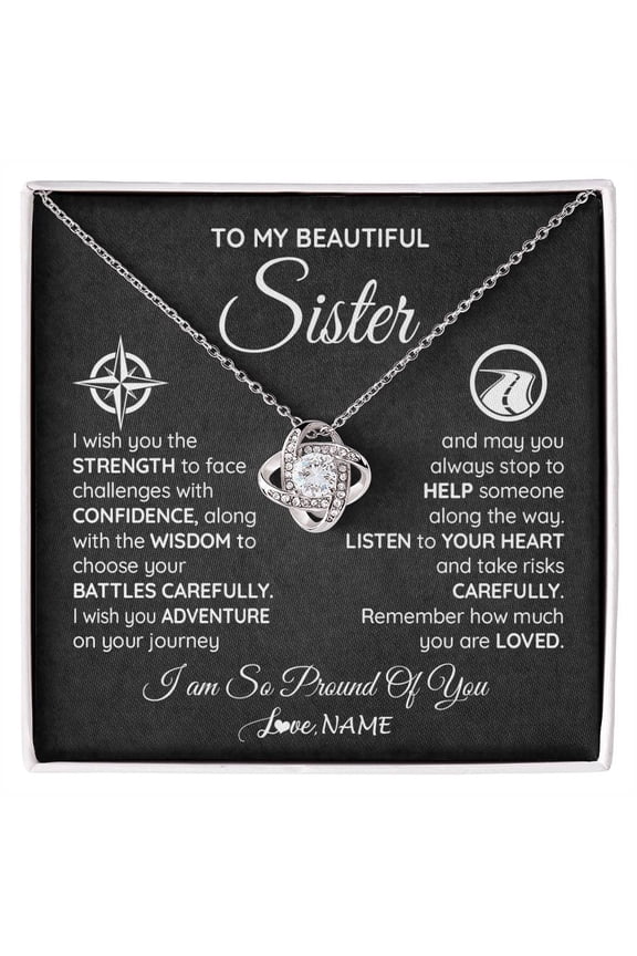 To My Sister Necklace From Brother I Wish You The Strength Sister Birthday Graduation Inspirational Customized Gift Box Message Card