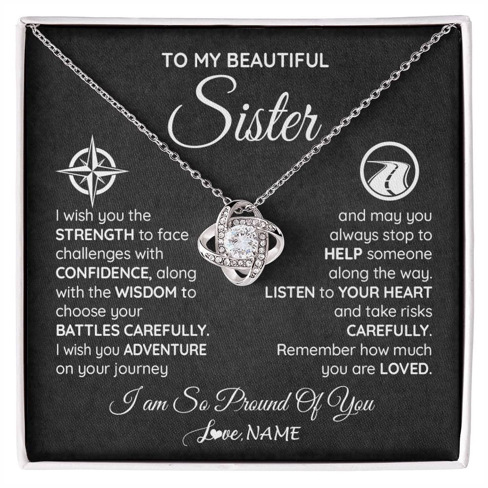 To My Sister Necklace From Brother I Wish You The Strength Sister Birthday Graduation Inspirational Customized Gift Box Message Card