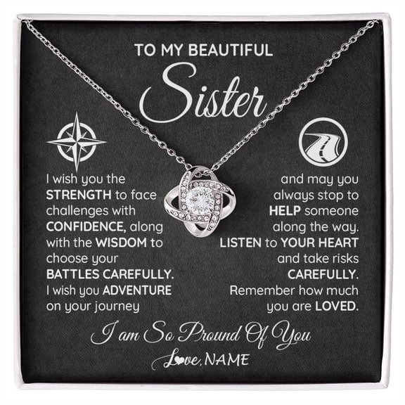 To My Sister Necklace From Brother I Wish You The Strength Sister Birthday Graduation Inspirational Customized Gift Box Message Card