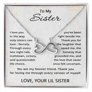 To My Sister Necklace from Lil Sis - Big Sis Gift from Little Sister Title 14k White Gold Finish, Box Choice Standard Box