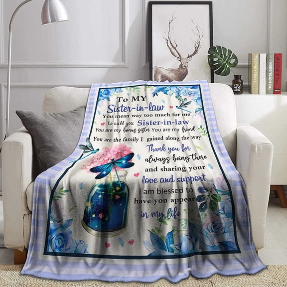 To My Sister in Law You Mean Way Too Much For Me Dragonfly Blanket Sister in Law Birthday Gift Home Decor, 30x40in Fleece Blanket