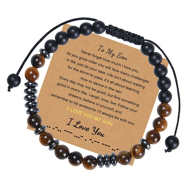 To My Son and Grandson Code Bracelet Natural Tiger'S Eye Bracelets Gift ...