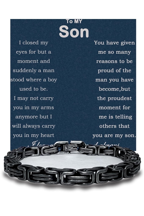 To My Son Bracelet From Dad Son Gifts From Mom Graduation Birthday Christmas Father's Day Gifts Message Card&LED Gift Box