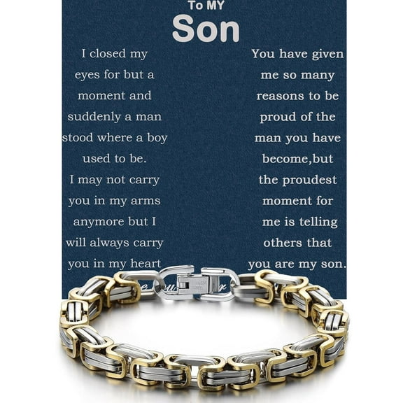 To My Son Bracelet From Dad Son Gifts From Mom Graduation Birthday Christmas Father's Day Gifts Message Card＆LED Gift Box