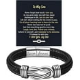 thumbnail image 1 of To My Son Bracelet From Mom, Infinity Knot Love You Forever Linked Together Stainless Steel Handmade Leather Cuff Mens Birthday Weave Gift Jewelry, 1 of 6