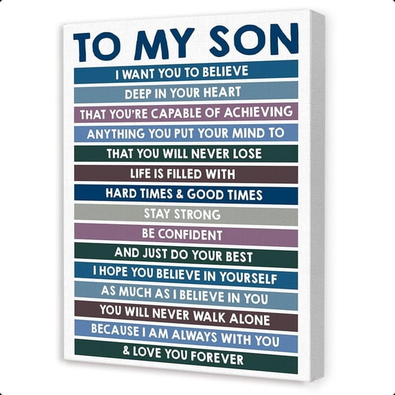 To My Son Canvas Wall Art,Inspirational Gifts for My Son,Motivational Quotes Wall Decor for Boys Room poster