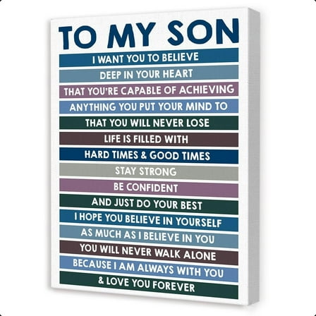 To My Son Canvas Wall Art,Inspirational Gifts for My Son,Motivational Quotes Wall Decor for Boys Room