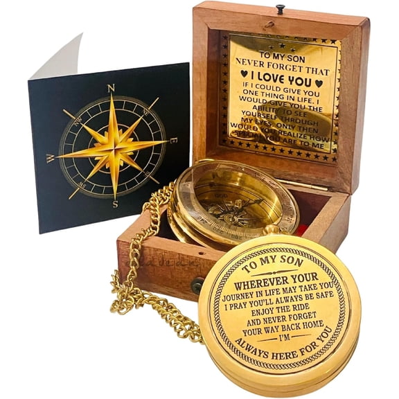 To My Son Compass Gift From Mom and Dad | 2" - For Teenage Son's Graduation, Christmas, Birthday, Baptism, Confirmation, Communion