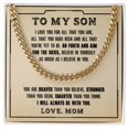 thumbnail image 1 of To My Son, Cuban Link Chain, Stainless Steel or Yellow Gold, Message Card & Gift Box, 1 of 5