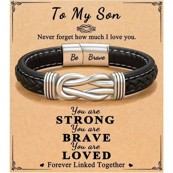 To My Son/Grandson, Gifts for Teens Boys Men Inspirational Bracelet for Birthday Confirmation Graduation Back to School Christmas Gifts