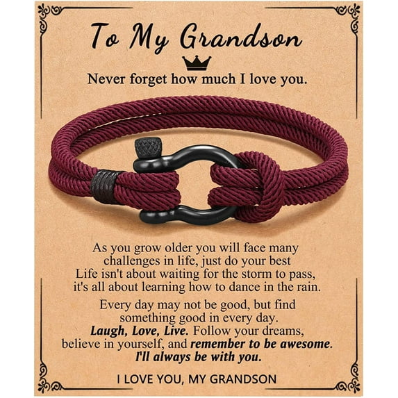 To My Son/Grandson/Nephew Bracelets, Birthday Christmas Gifts for Teen Boys