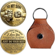 To My Son I Believe In You-3D Coin Pocket Hug from Dad, Just Do Your Best Coin Never Forget How Much I Love You Keychain