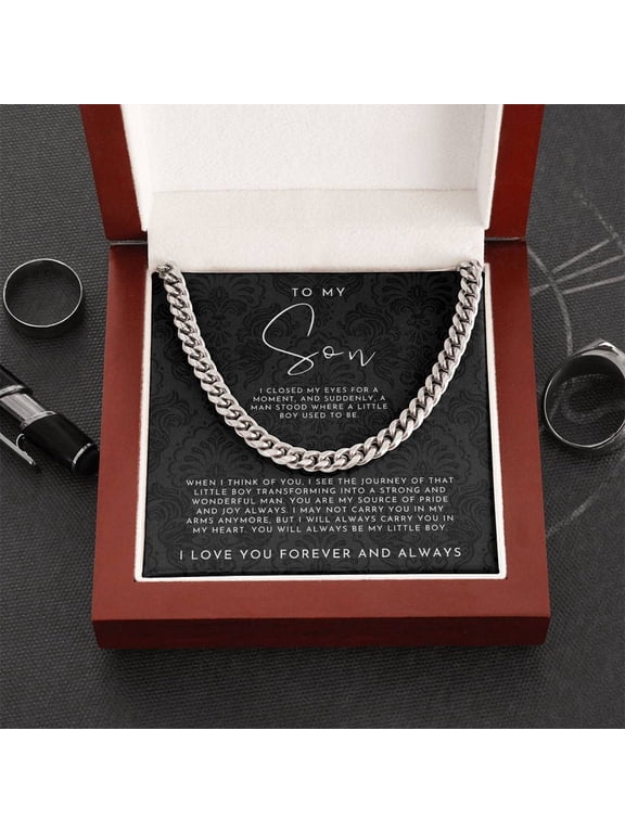 To My Son (I Closed My Eyes) Cuban Link Chain Necklace Luxury Box