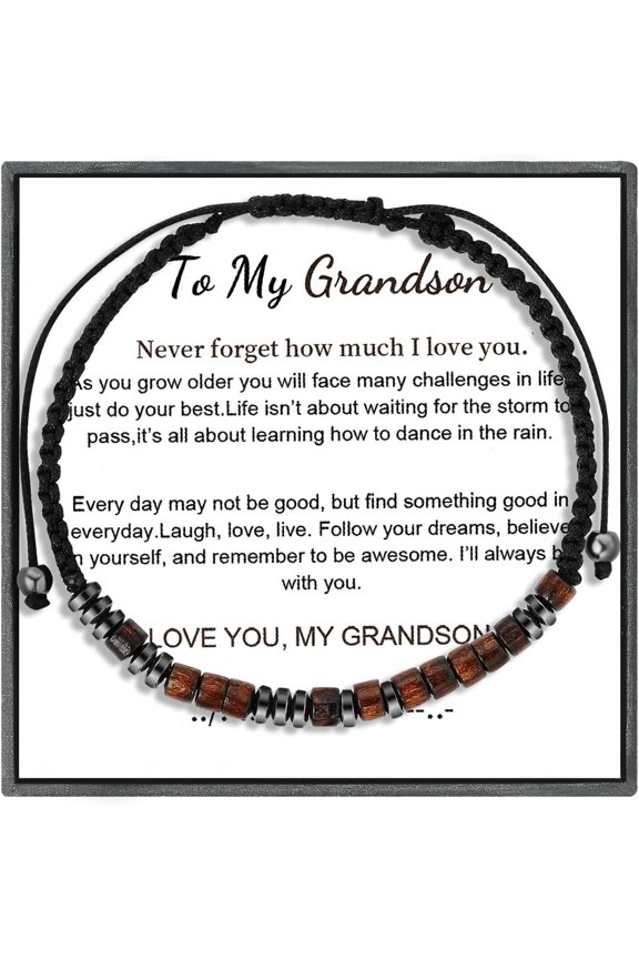 To My Son I Love You Morse Code Bracelet Adjustable Inspirational Beaded Bracelet Back to School First Day of School Gift-tomygrandson-
