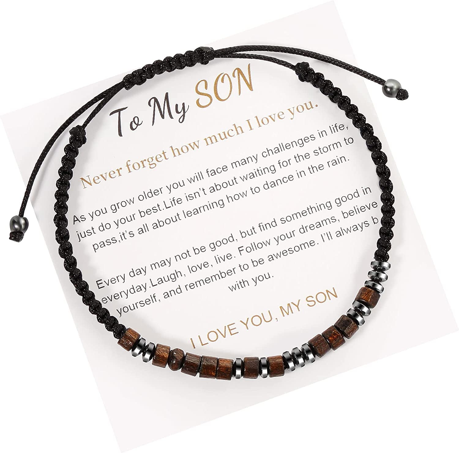 To My Son - I Love You Morse Code Bracelet, Adjustable Inspirational