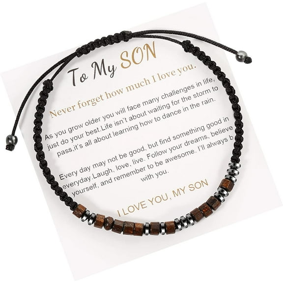 To My Son - I Love You Morse Code Bracelet, Adjustable Inspirational Beaded Morse Code Bracelets, Personalized Men Bracelet, Back to School Bracelet, First Day of School Bracelet Gift for Son