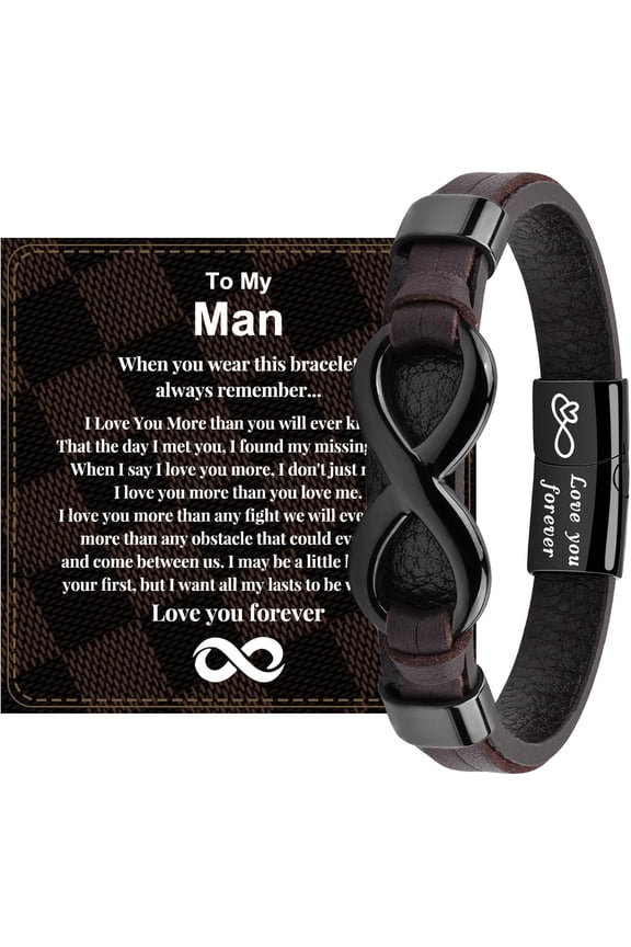 To My Son/Man/Dad Bracelet, Son Gifts from Dad Mom, Leather Braided Bracelet Birthday Christmas Gifts for Him Boyfriend Husband Daddy Bonus Son Fiance