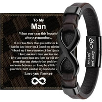 To My Son/Man/Dad Bracelet, Son Gifts from Dad Mom, Leather Braided Bracelet Birthday Christmas Gifts for Him Boyfriend Husband Daddy Bonus Son Fiance