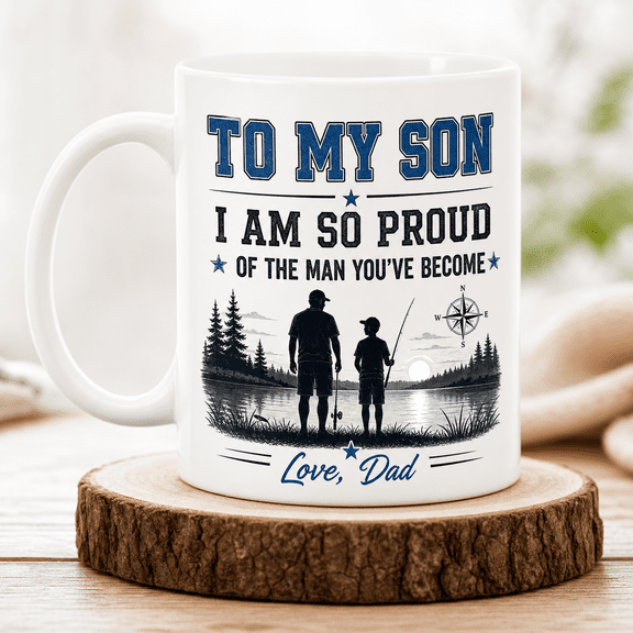 To My Son Mug from Dad, Proud Father Son Gift Coffee Cup for Father's Day