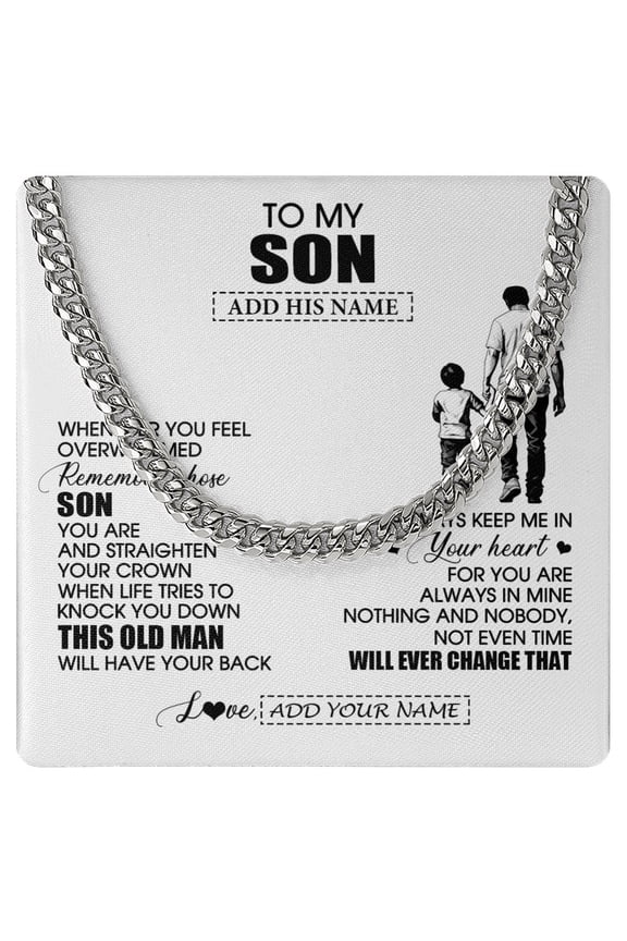 To My Son Necklace Unique Man, Gold Cuban Link Necklace