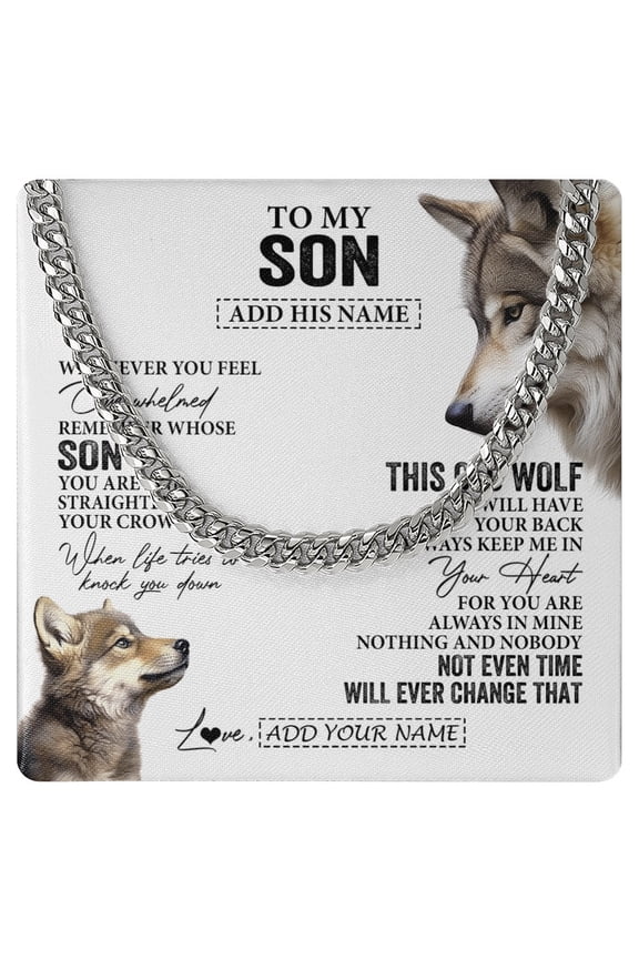 To My Son Necklace Whenever Wolf Unique, Gold Cuban Link Necklace