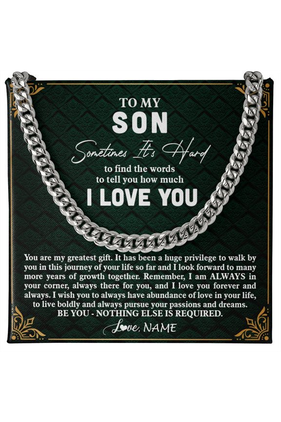 To My Son Necklace You Are My Greatest, Gold Cuban Link Necklace